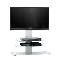 Kelbourne LCD TV Stand In White Glass With White Metal And LED