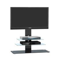 Kelbourne LCD TV Stand In Black Glass With Black Metal And LED