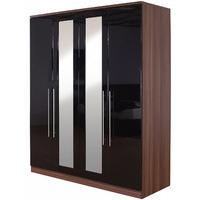 Keswick 4 Door Wardrobe with Mirror Black