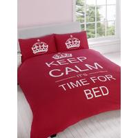 Keep Calm It\'s Time For Bed Double Duvet Cover Set - Red