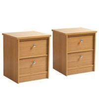kendal oak effect 2 drawer bedside chest set of 2