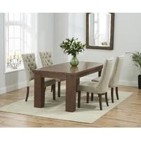 Kentucky 150cm Dark Oak Dining Table with Anais Fabric Dark Oak Leg Chairs