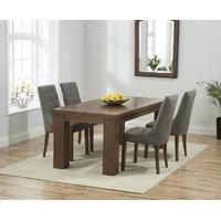 Kentucky 150cm Dark Oak Dining Table with Charcoal Grey Pacific Fabric Dark Oak Leg Chairs