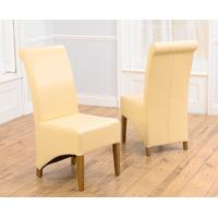 Kentucky Scrollback Cream Bonded Leather Dining Chairs (Pair)