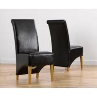 Kentucky Scrollback Black Bonded Leather Dining Chairs (Pair)