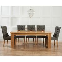 Kentucky 180cm Oak Dining Table with Anais Fabric Chairs