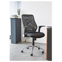Kendal Home Office Chair In Black With Chrome Base