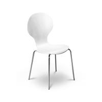 Keeler Wooden Bistro Chair In White With Chrome Legs