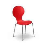 Keeler Wooden Bistro Chair In Red With Chrome Legs