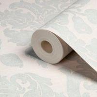 kensington cream pearl blue damask wallpaper