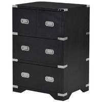 Kensington Black 4 Drawer Bedside Cabinet