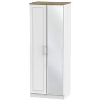 Kent White Ash and Oak Wardrobe - Tall 2ft 6in with Mirror