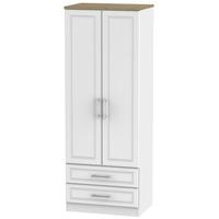 Kent White Ash and Oak Wardrobe - Tall 2ft 6in with 2 Drawer