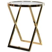 kensington gold effect small glass top side table