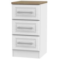 kent white ash and oak bedside cabinet 3 drawer locker