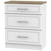 Kent White Ash and Oak Chest of Drawer - 3 Drawer Deep