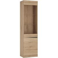 kensington oak glazed display cabinet tall narrow 2 left hand door