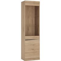 Kensington Oak Glazed Display Cabinet - Tall Narrow 2 Right Hand Door