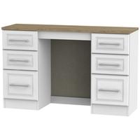 Kent White Ash and Oak Dressing Table - Knee Hole Double Pedestal