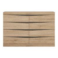 Kensington 4 over 4 Wide Chest of Drawers Oak with Dark Trim