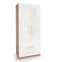 kew high gloss 2 door 2 drawer wardrobe