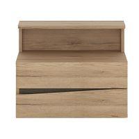 Kensington 2 Drawer Bedside Cabinet Oak with Dark Trim Right Hand