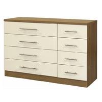 kevin wooden wide chest of drawers in cream gloss fronts