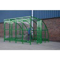 KENILWORTH PORCH CYCLE SHELTER 3000MM WIDE POWDER COATED DECORATIVE STEEL DOOR GREEN