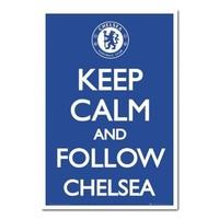 Keep Calm & Follow Chelsea Poster White Framed - 96.5 x 66 cms (Approx 38 x 26 inches)