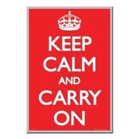 Keep Calm & Carry On Poster Silver Framed