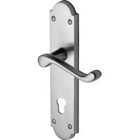 kensington door handle lever on lock satin chrome pr7048 sc