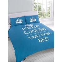 Keep Calm Its Time For Bed Reversible Double Duvet Set Teal