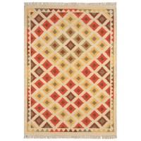 kelim beige multi geometric traditional wool rug 160x230