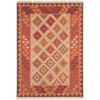 kelim red orange traditional wool rug 160x230