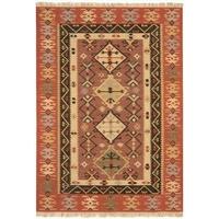 kelim brown orange tribal traditional wool rug 160x230