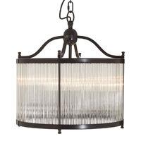 Kensington Townhouse Pendant Light Iron Glass Antique Black Gold Finish