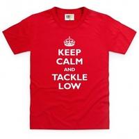 keep calm and tackle low kids t shirt