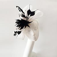 Kentucky Derby Church Races Black And White Flax Wedding Event Fascinator