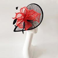 Kentucky Derby Church Races Black And Red Flax Wedding Event Fascinator