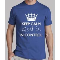 keep calm god is in control t-shirt blue man