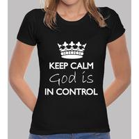 keep calm god is in control t shirt black woman