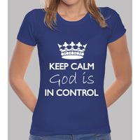 keep calm god is in control t shirt blue