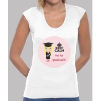 keep calm- graduation, manga short, v neck, white