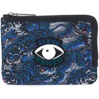 Kenzo fabric pochette with tiger print and multicolor eye men\'s Pouch in Multicolour