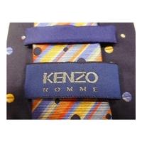 Kenzo Navy and Multicolured Fun Woven Polka Dot Design High Quality Silk Tie