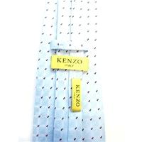 kenzo designer silk tie light blue with pink black square pattern