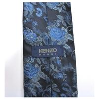 Kenzo Homme Blue Silk Tie With Flower Design