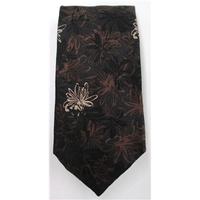 Kenzo Homme black & brown floral embroidered silk tie