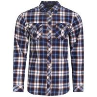 kenna cotton flannel checked shirt in sapphire tokyo laundry