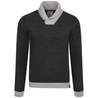 kensington eastside terry shawl collar jumper in charcoal